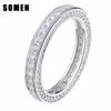 Somen Real 925 Srebrne pierścionki dla kobiet modne pierścionki ślubne Zespół zaręczynowy królowa biżuteria Sieraden Bague Mariage femme j1224u