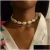 Collares colgantes DIY Shell Collar Gargantilla Collar Shellhard Boho Cuerda Negra Mar Hawaii Playa de verano para mujeres Hombres Joyería Gft Drop Otoi0