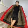 Trenchs de femmes Designer spécial hiver sur le genou doublure amovible haut de gamme épaissie veste rembourrée en coton imitation manteau de fourrure