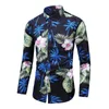 Men's Casual Shirts Men Floral Print Lapel Tops Long Sleeve Button Cardigan Autumn Sale Shirt Male Clothes Ropa De Hombre