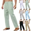 Pantalon Homme Couleur Pleine Coton Lin Ample Décontracté Léger Taille Élastique L Chino Homme Stretch Petite Année