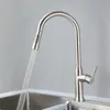 Kitchen Faucets Mixer Faucet 304 Stainless Steel Material 60 cm Hose Pull Down 180 Rotation Cold Water Single Handle Ceramic 231026