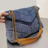 Designer Frauen gewaschene Denim-Tasche LOULOU Puffer Mode klassische Jeans Schulter Messenger Einkaufstaschen Luxus Designer Handtasche Purs274R