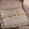 Band Rings Tiny Initial Letter Rings For Women Gold Stainless Steel Finger Adjustable A-Z Ring Boho Aesthetic Jewelry Bijoux Dhgarden Otzox