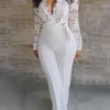 Casual Scossuit for Women Long Spodni Białe formalne eleganckie modne Jumpsuits Plus220R