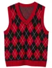 Women's Vests LONGMING Merino Wool Sweater Vest Plaid V-Neck 2023 Fall Winter Basic Sleeveless Knit Pullovers Women Clothing