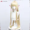 Catsuit Costumes Anime 130 cm Long Golden Straight Chobits Chi värmebeständigt hår Elda Women Cosplay Wigs + Wig Cap