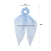 Hårtillbehör Elegant Chiffon Ribbon Ties Summer Elastic Band Ponyil Holder Scrunchie For Women and Girls Gift Drop Delivery Prod Dhohi