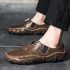 Klänningskor handgjorda läder män casual varumärke mens loafers moccasins mode andas slip på körneakers stor storlek 3847 231026