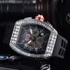 Barrel Shaped Inlaid Large Dial Multifunctional Six Second Running Needle Quartz Square Diamond Watch