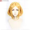 CATSUT -kostymer Game Short Golden Yellow Braid Princess Anime Cosplay värmebeständiga syntetiska peruker + peruk lock