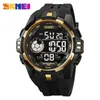 Relojes de pulsera SKMEI Japón Movimiento digital Cronómetro Relojes deportivos Mens Casual Luz de fondo Pantalla 5bar Reloj de pulsera impermeable Fecha Alarma