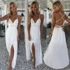 Casual Dresses Women Summer Boho Party Beach V-neck Sleeveless Lace Embroidery White Color Backless Ladies High Waist Long Maxi Dr223w