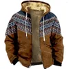 Men's Hoodies Zipper For Men Casual Bohemian Tribal Pattern Prints Winter Coat Long Sleeve Sweatshirt Hooded Jacket Outerwear