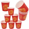 Disposable Cups Straws Red Double Happiness Glass Practical Paper Wedding Party Teacups Chinese-style Coffee