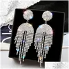 Dangle Lustre Long Gland Cristal Boucles D'oreilles Pour Femmes Bijoux Géométrique Fl Strass Boucle D'oreille Déclaration Bijoux Dro Dhgarden Otw8E