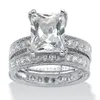 choucong Antiker Princess-Schliff, 5 Karat Steindiamant, 14 KT Weißgold gefüllt, Verlobungsring, Ehering-Set, Größe 5-11221B