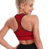 Yoga outfit Red Music Notes Women's U Neck Sport Bra Vintage Print Sexig förstärkad raceback Crop Bras Dance Gym Top