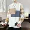 Men's Sweaters Loose Sweater Coat Trendy Round Neck Color Square Autumn And Winter Jumpers Knitted Pullover Jacket M-4XL
