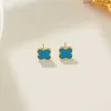 디자이너 vanly cleofly clover jewelry 빈티지 4/4 잎 클로버 스터드 이어링은 어머니의 으르렁 거리는 실버 패션 18k 금 도금 마피스 여자 여자 결혼식