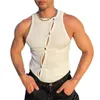 Men's Tank Tops Versatile Men Sleeveless Stylish Unique Button Cutouts Solid For Gym