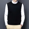 Men s Sweaters Men Sweater Vest Korean Round Neck Business Casual Fitted Version Black Light Grey Sleeveless Knitted Top Male All Match 231027