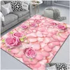 Carpets Living Room Rugs Coffee Table Carpet Home Decor 3D Printing Flower Pattern Hallway Large Bedside Mat Floor Drop Delivery Garde Dhnba