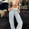 Calças de brim femininas harajuku estética cintura baixa moda famale roupas vintage 90s baggy y2k streetwear perna larga calças retas