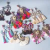 Stud Juran Big Colorful Bohemian Tassel Earrings Statement Smycken grossist vintage etnisk kristall lång fransande örhängen oorbellen 231026