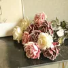 Flores decorativas 5 Pçs/lote Polvilhe Flocos de Neve Rosa Flor Artificial Para Sala de estar Decoração de Parede Falso Seda Decoração de Natal