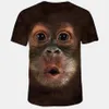 Herren T-Shirts Stil Tier Affe 3D Gesicht Digitaldruck T-Shirt Male243B