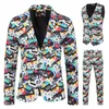 Men's Tracksuits Three-piece Set Fashion Casual Printed Coat Vest Pants Suit Formal Work Winter Windeproof