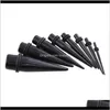 Eyebrow 30Pcslot Black Acrylic Taper With Sile Tunnels Plug Gauge Kit Ear Expander Stretcher Set Body Piercing Jewelry Kv9Wj T5F9W281q