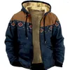 Men's Hoodies Zipper For Men Casual Bohemian Tribal Pattern Prints Winter Coat Long Sleeve Sweatshirt Hooded Jacket Outerwear