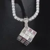 Iced Out Magic Cube Pendant Multicolor Micro Pave Cubic Zircon Necklace for Men Women Gifts Fashion Hip Hop Jewelry X05092172