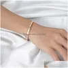 Cuff Simple 4Mm Thin Bangle Stainless Steel Smooth Open Ring C Bracelet For Women Men Delicate Wristband Bangles Lovers Jewelry Drop D Dhlnr