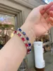 Charm Bracelets Springlady 2023 럭셔리 시뮬레이션 탄자 나이트 사파이어 루비 보석 가닥 미세한 보석류 여성을위한 빈티지 선물