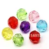 Perles rondes transparentes en forme de Bubblegum, 100 pièces, en acrylique, à facettes, épaisses, 20MM, transparentes, Bicone, pour grosses Nec213x