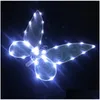 Kostymtillbehör Lyser upp Fairy Wings for Adts LED Butterfly Sheer Girls Women Halloween Dress Props Drop Delivery Apparel Costum Dholh