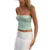 Women's Tanks Women Tube Tops Lace Trim Hollow-Out Flower Boat Neck Strapless Tank Summer Backless Bandeau Shirts