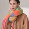 スカーフ濃い暖かい冬のスカーフ女性格子縞のデザインパシュミナショールズカシミアショールレディラップタッセルニットメンズフウラード231027