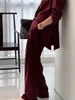 Giacche da donna Primavera Autunno Designer donna Vino rosso Applique Rosa Blazer sottile Cappotto su misura Set Donna Office Lady One Button 2 pezzi Cappotti