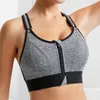 Soutien-gorge de sport pour femmes, tenue de yoga, haut de sport, ceinture réglable, fermeture éclair avant, gilet de course, sous-vêtements antichoc, grande taille