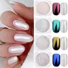 Nail Glitter Pearl Fairy Powder Pigment White gnugga på Art Dust Chrome Manicure holografiska dekorationer