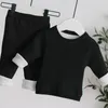 Kleidungssets Kinder Thermo-Unterwäsche Set Herbst Winter Plus Samt Verdickung Jungen Mädchen Home Service Baby Indoor Bottoming Pullover Anzug