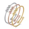 Bangle 18K Gold Color Cable Wire Round Charm Manschettarmband för kvinnor unisex rostfritt stål kärlek set klassiska smycken 231025