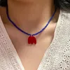 Anhänger-Halsketten, elegante Tulpen-Blumen-Halskette, modischer Kragen, Schlüsselbeinkette, Vintage-Perlen-Choker, Statement-Schmuck