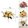 Fiori decorativi Piante Teste di fiori finti Bouquet Seta artificiale 7 Peonia Decorazione domestica Steli di erba