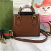 Quadratische Taschen Kucci Gürtel Bambus Tasche Geldbörse Handheld Damen Knoten Klassischer Kontrastgriff Diana Mini Umhängetasche Doppelter Schultergurt Damen 43ST