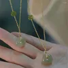 Hängen Temperament Jade Round Buckle Pendant For Women Blessing Amulet Accessories Trendy S925 CLAVICLE NECKLACE Kvinnsmycken gåva